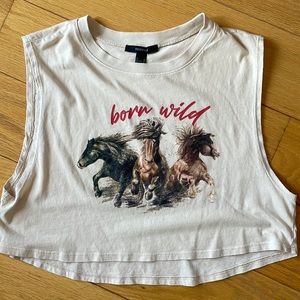 Born Wild Western Horse Crop Tee